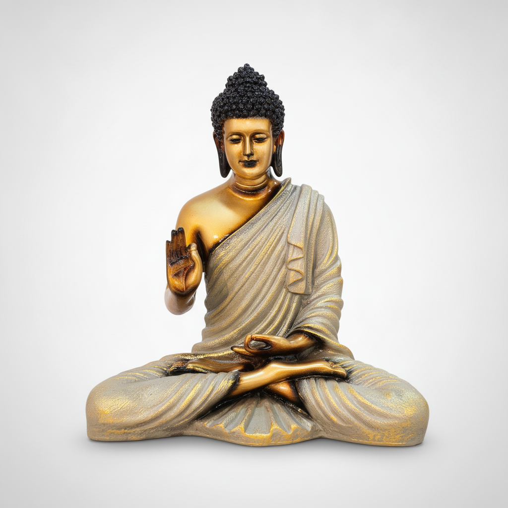 Golden Meditating Buddha Statue – Serene Home Décor Figurine