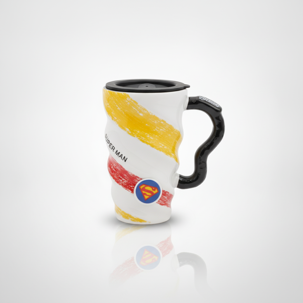 Superman Ceramic Travel Mug with Lid & Avengers Handle