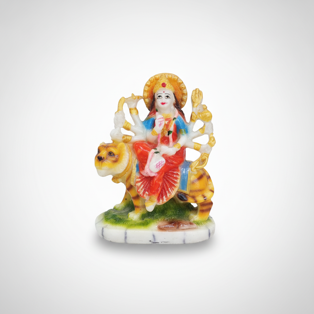 Goddess Durga Mata Idol Figurine on Tiger – Resin Murti