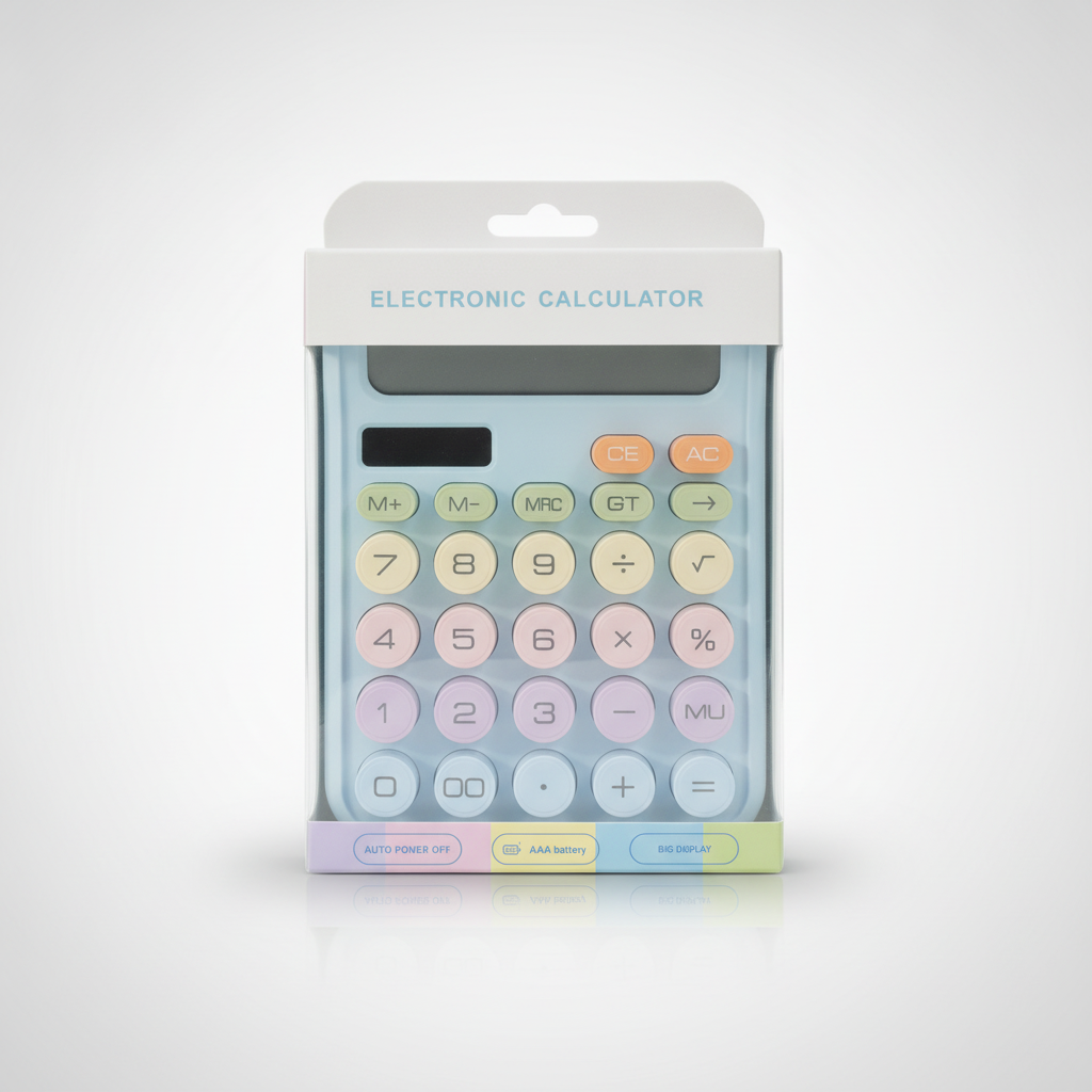 Pastel Rainbow Electronic Calculator – Big Display & Colorful Keys