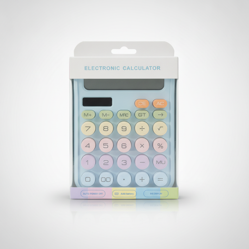 Pastel Rainbow Electronic Calculator – Big Display & Colorful Keys