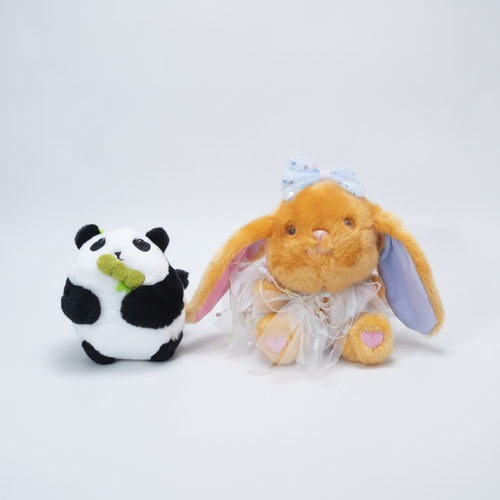 Adorable Panda & Bunny Plush Keychain Set – Soft Toy Charms