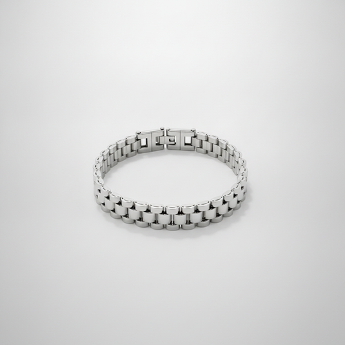 Silver Stainless Steel Rolex-Style Link Bracelet