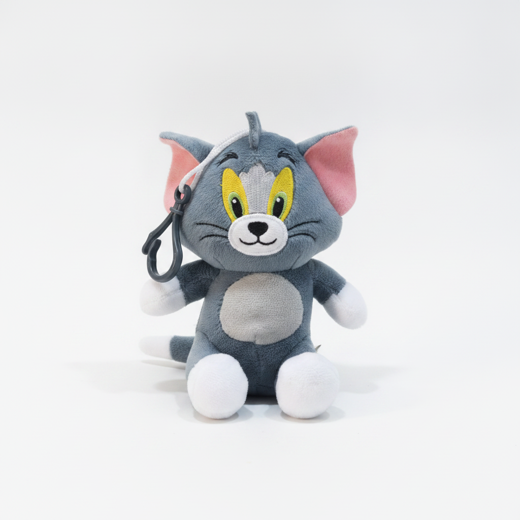Tom Cat Plush Toy Keychain Clip-On Stuffed Animal