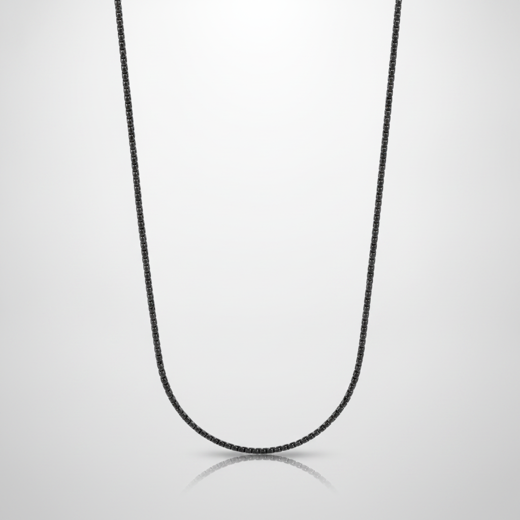 Men's Black Box Chain Necklace – Sleek & Bold Style