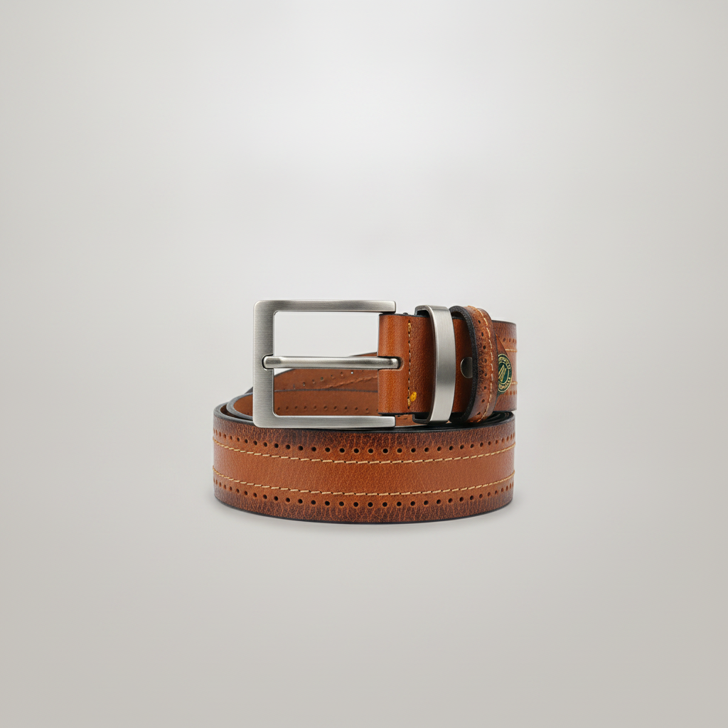 Wrangler Men's Genuine Leather Belt – Tan Brown