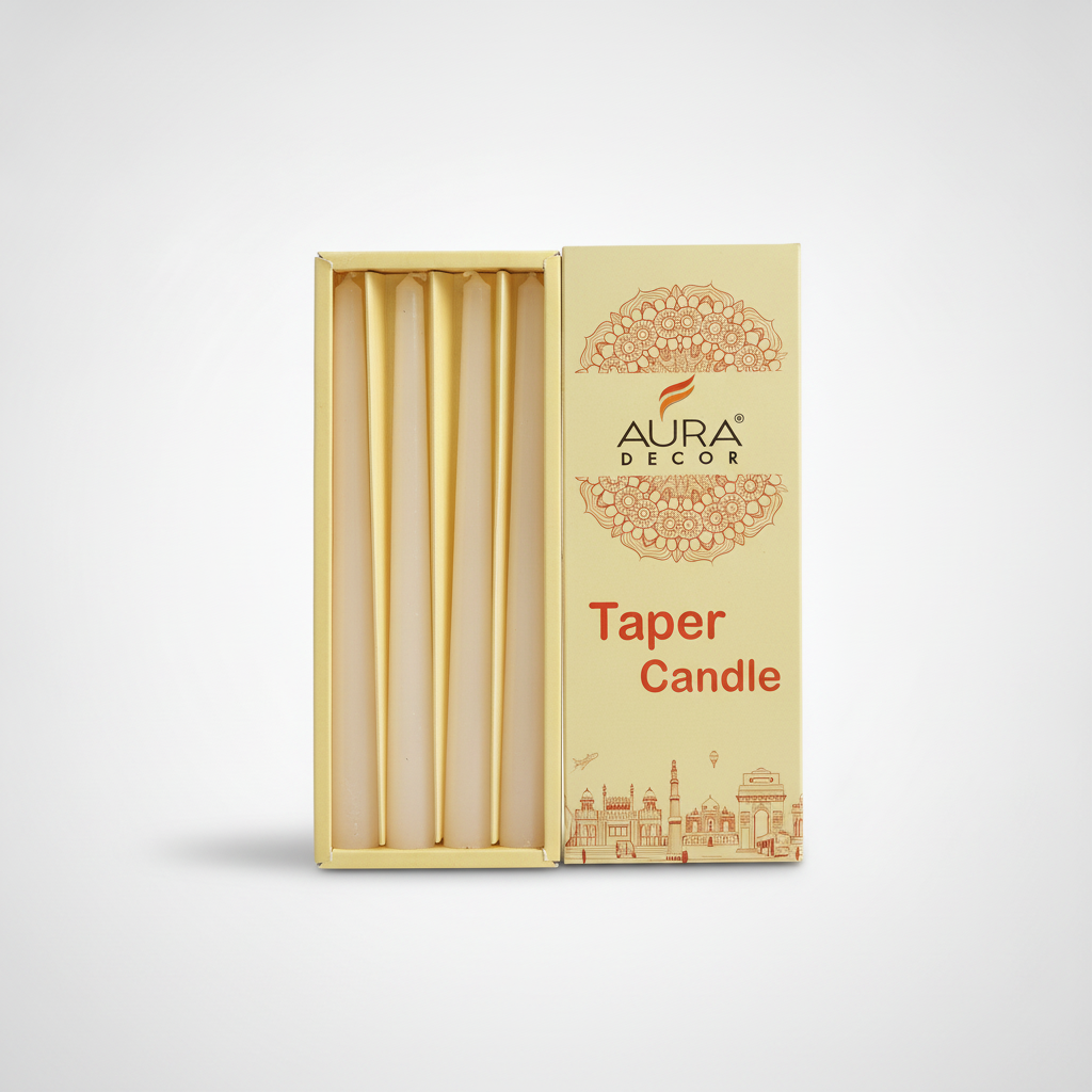 Aura Decor Ivory Taper Candles – Pack of 5