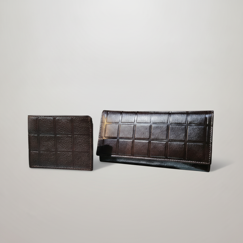 Wrangler His & Hers Dark Brown Leather Wallet Combo Set