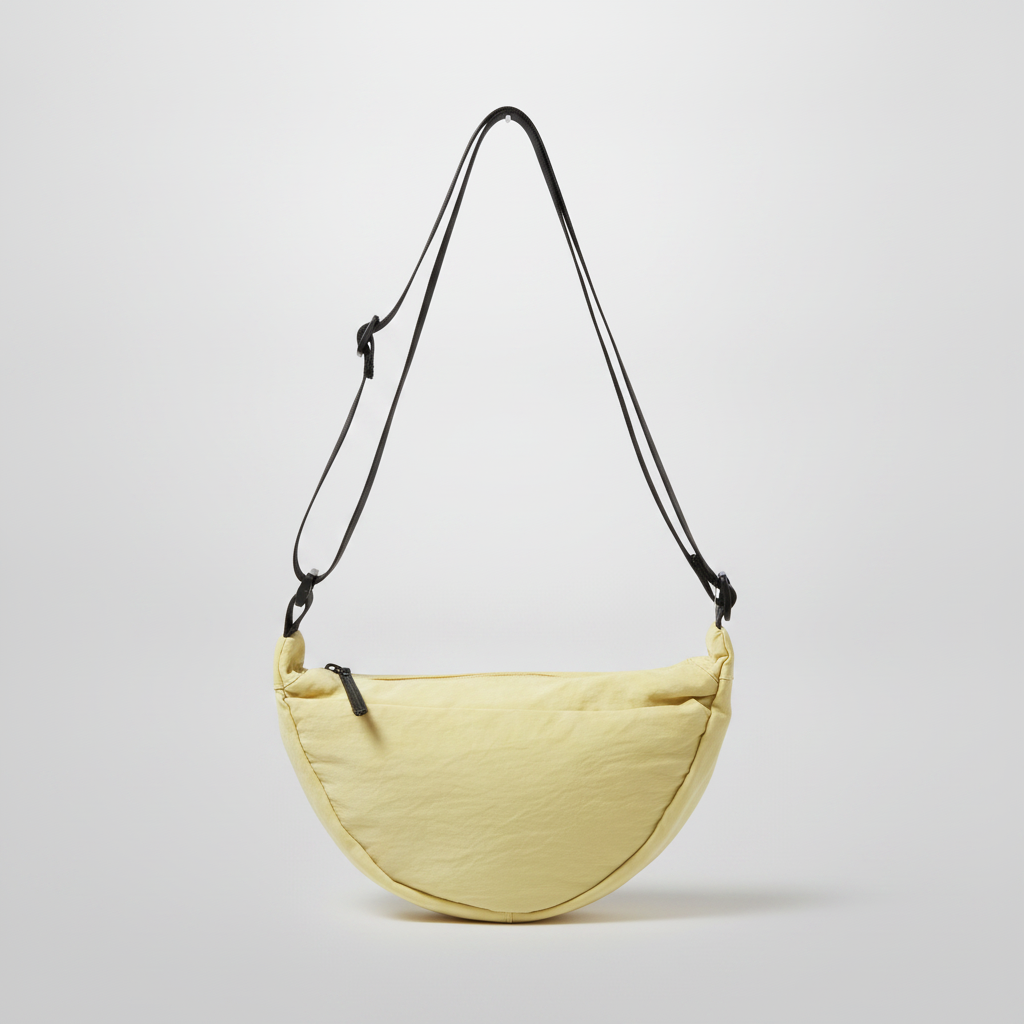 Crescent Crossbody Bag – Soft Yellow Nylon Sling