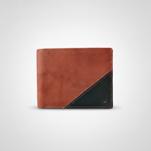 Wrangler Two-Tone Bifold Leather Wallet – Tan & Black
