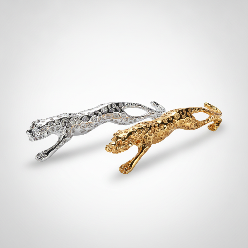 16-Inch Leaping Leopard Figurine – Silver or Gold Finish
