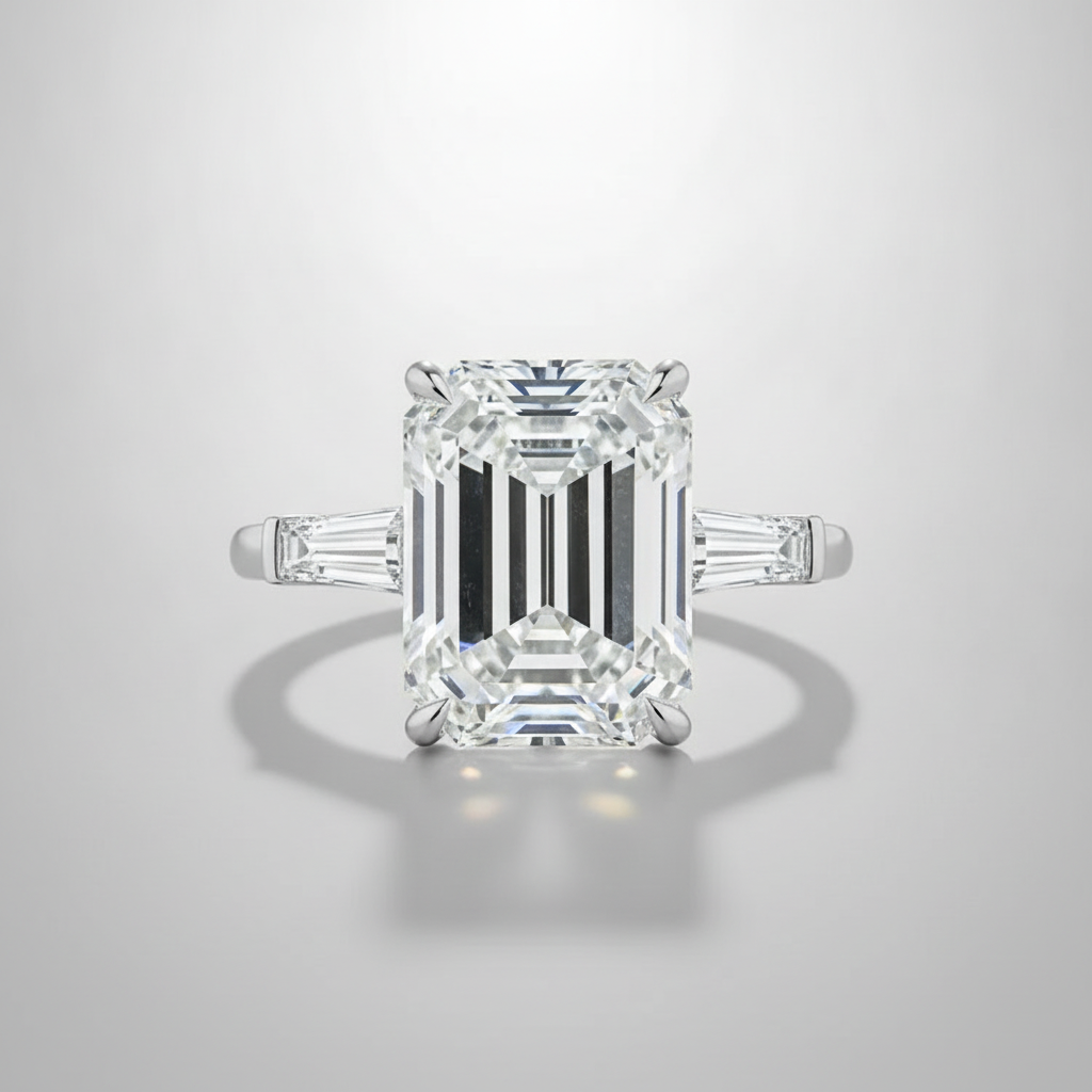 Emerald Cut Three-Stone Diamond Engagement Ring