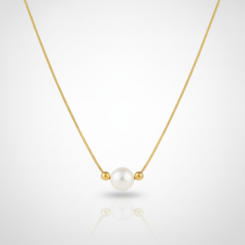 Classic Single Pearl Pendant Necklace with Gold Chain