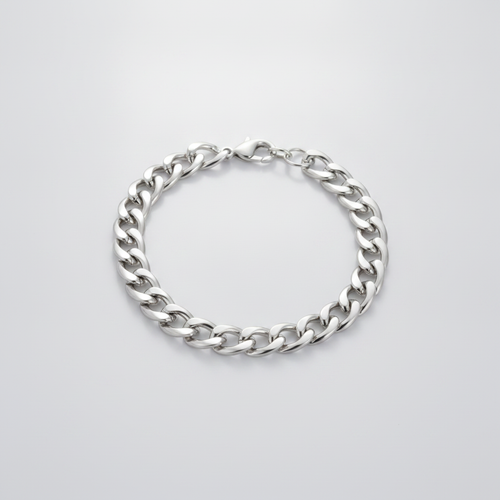 Men's Silver Curb Chain Bracelet – Bold & Classic Style