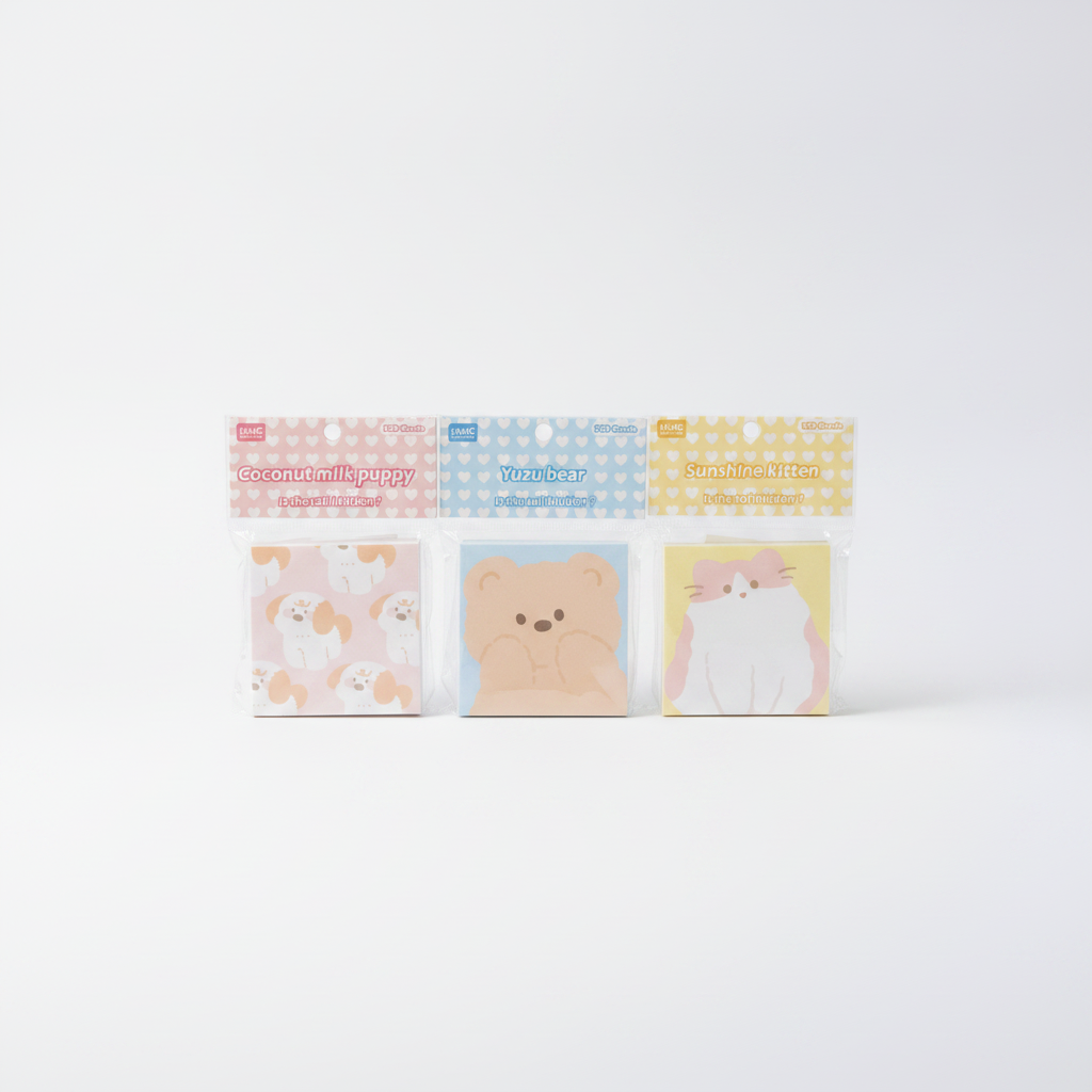 HiMiC Cute Animal Sticky Notes – 100 Sheets (3 Designs)