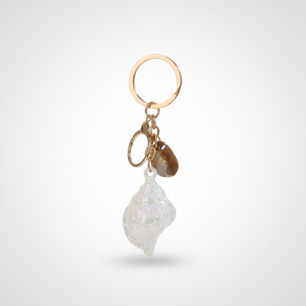 Shankh Shell Keychain – Coastal Charm Bag Accessory