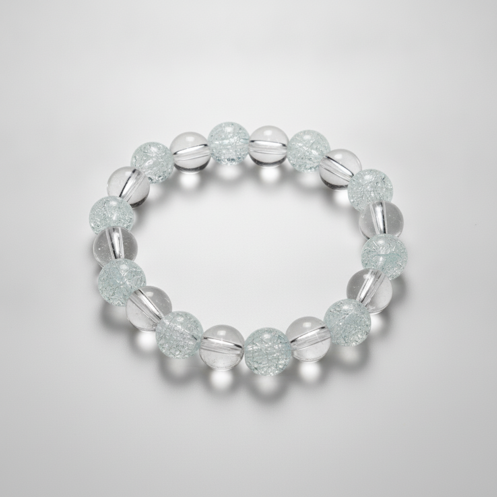 Crystal Clear & Crackle Bead Stretch Bracelet