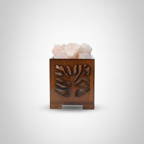Himalayan Salt Lamp with Tree of Life Wooden Base