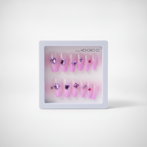 Purple Ombre Press-On Nails with Crystal Gems – Kids & Adults