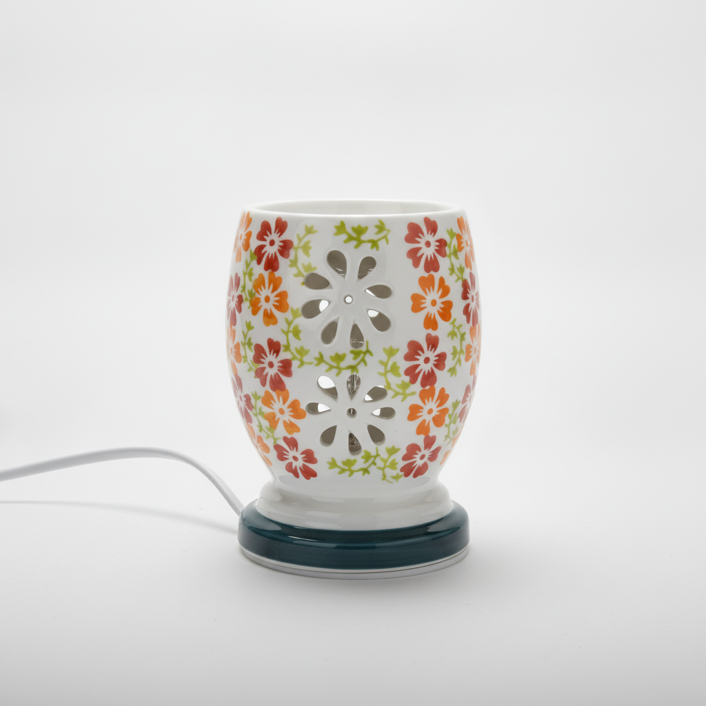Ceramic Electric Aroma Diffuser – Floral Cut-Out Design