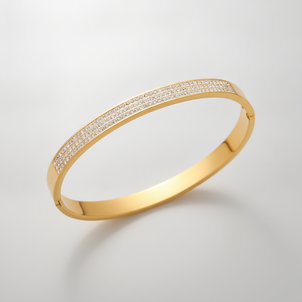 Gold Pavé Crystal Bangle Bracelet for Women