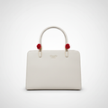 Exotic Premium White Structured Top-Handle Handbag