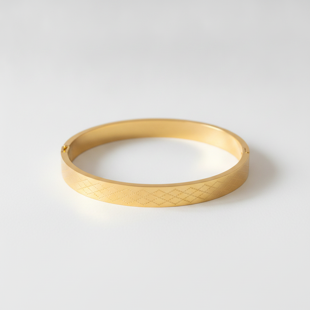 Men's Gold-Tone Engraved Bangle Bracelet – Bold & Classic