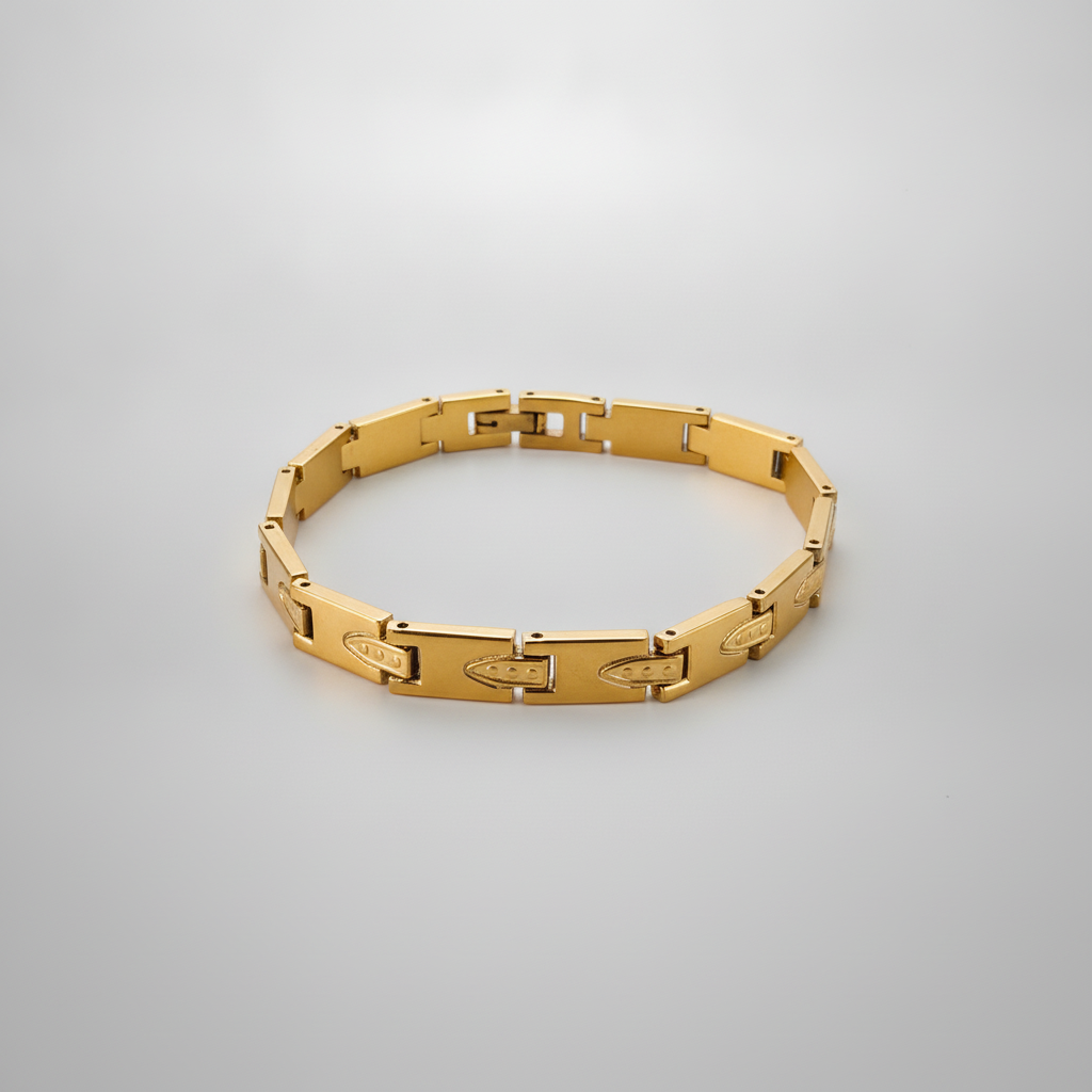 Gold-Tone Stainless Steel Link Bracelet with Embossed Detail