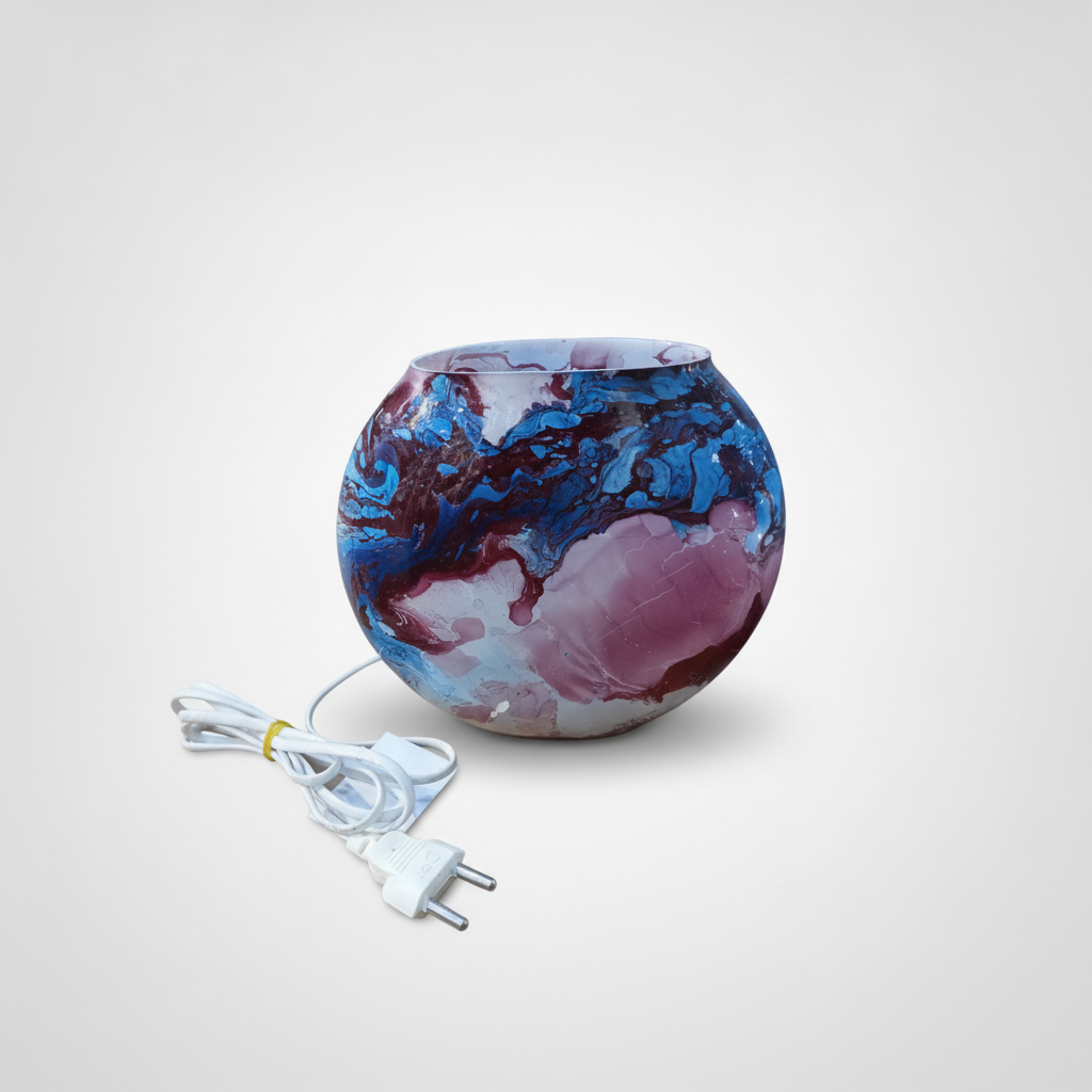 Hand-Painted Marble Art Glass Globe Lamp