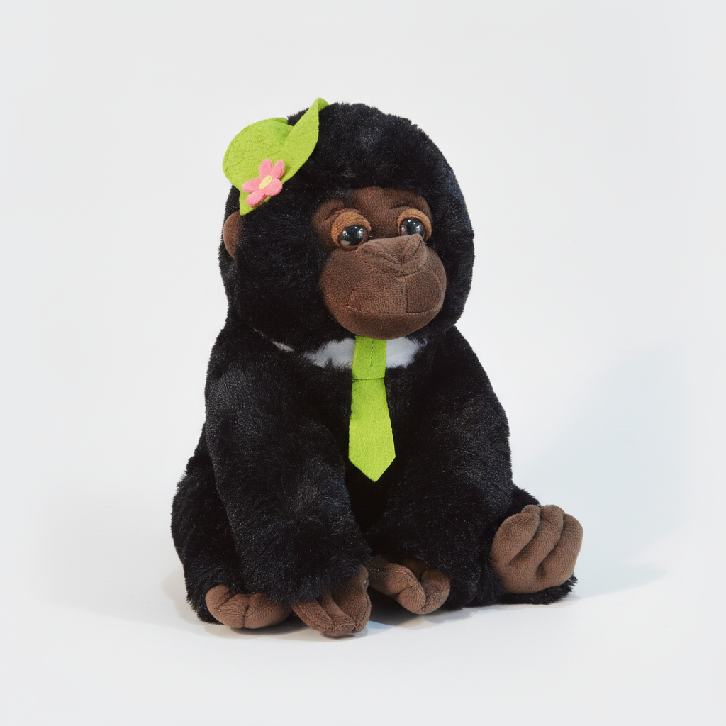 Dressed-Up Gorilla Plush Toy with Tie & Flower, 30 CM