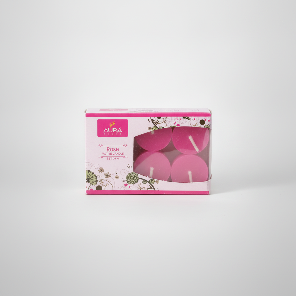 Aura Decor Rose Votive Candles – Set of 6