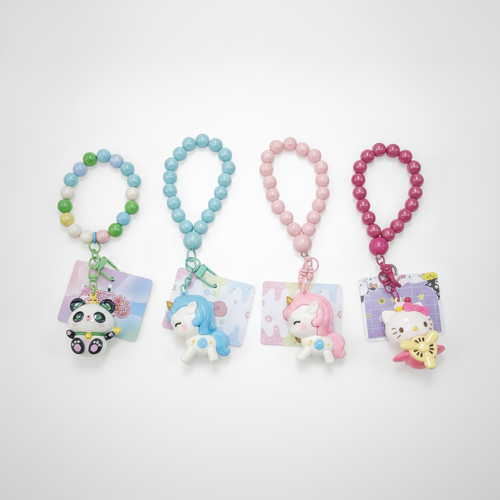 Cute Cartoon Beaded Keychain Wristlet – Kids' Character Charm