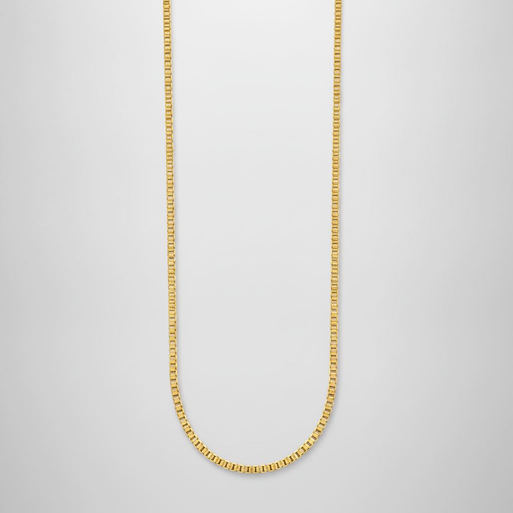 Men's Gold Box Chain Necklace – Classic Everyday Style