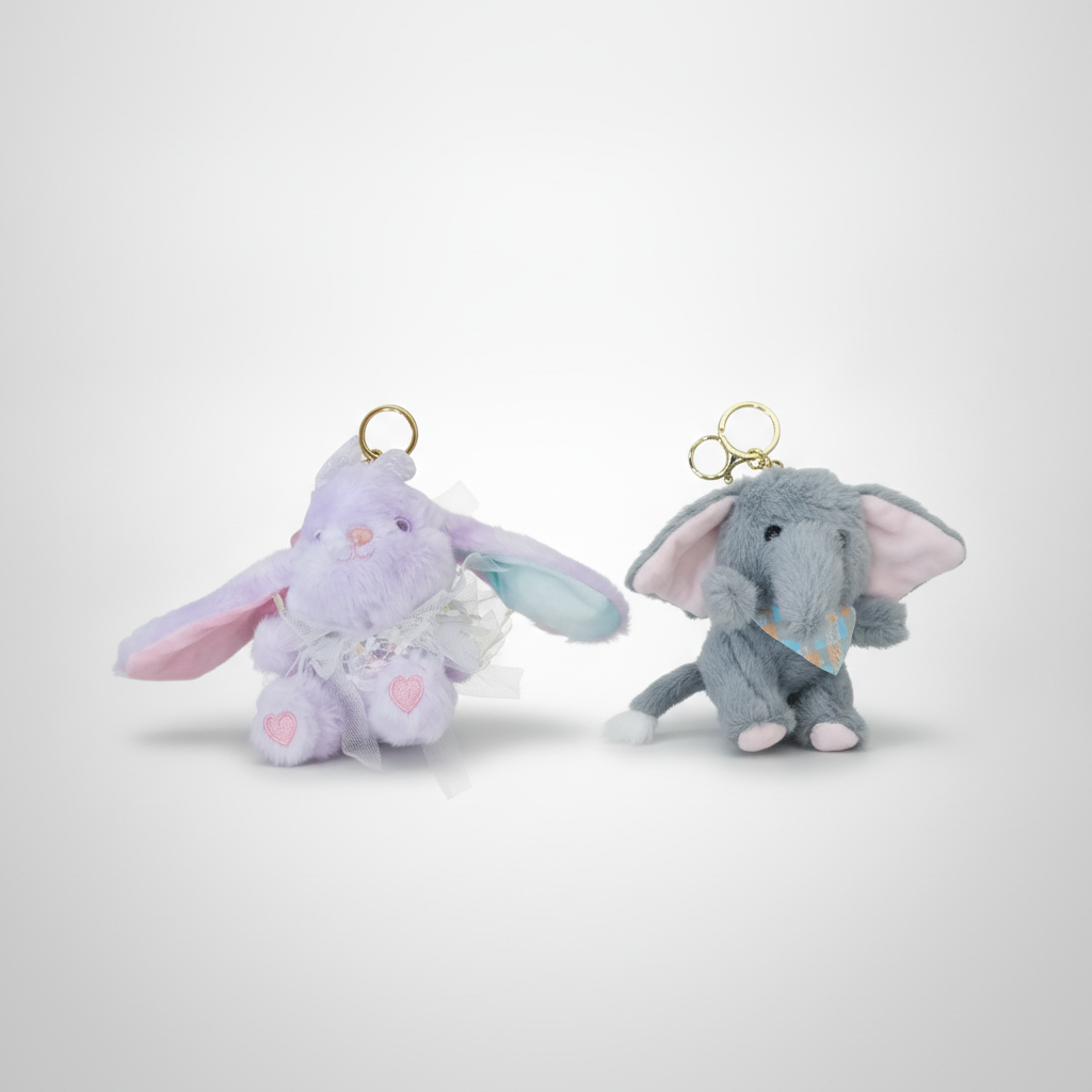Adorable Plush Animal Keychain – Bunny & Elephant
