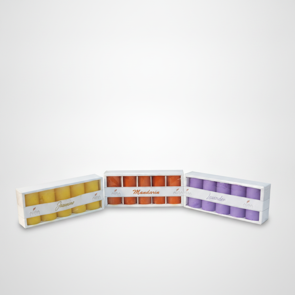 Aura Decor Scented Pillar Candles Set – Jasmine, Mandarin & Lavender