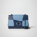 Exotic Two-Tone Blue Leather Crossbody Bag with Chain Strap