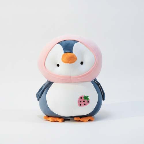 Giant Strawberry Penguin Plush Toy with Hood – 60 CM