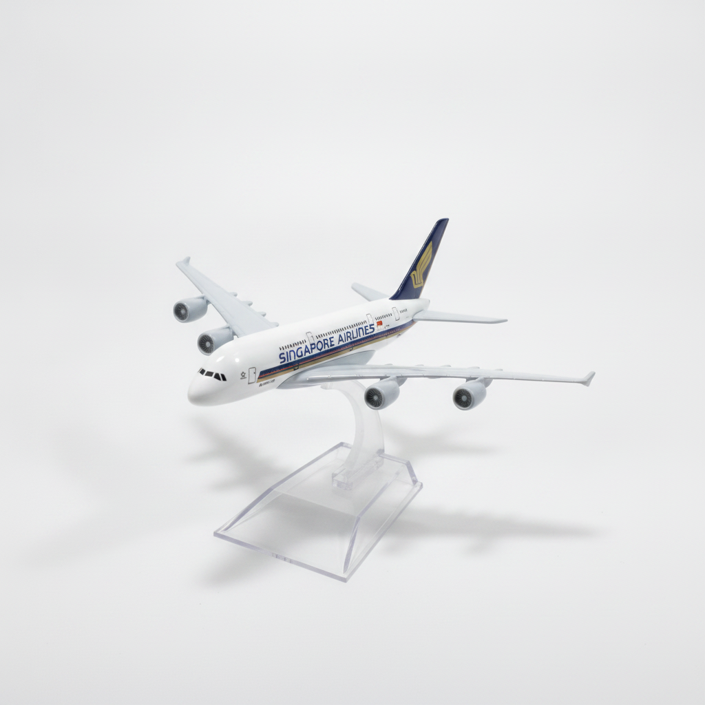 Singapore Airlines A380 Die-Cast Model Plane with Display Stand