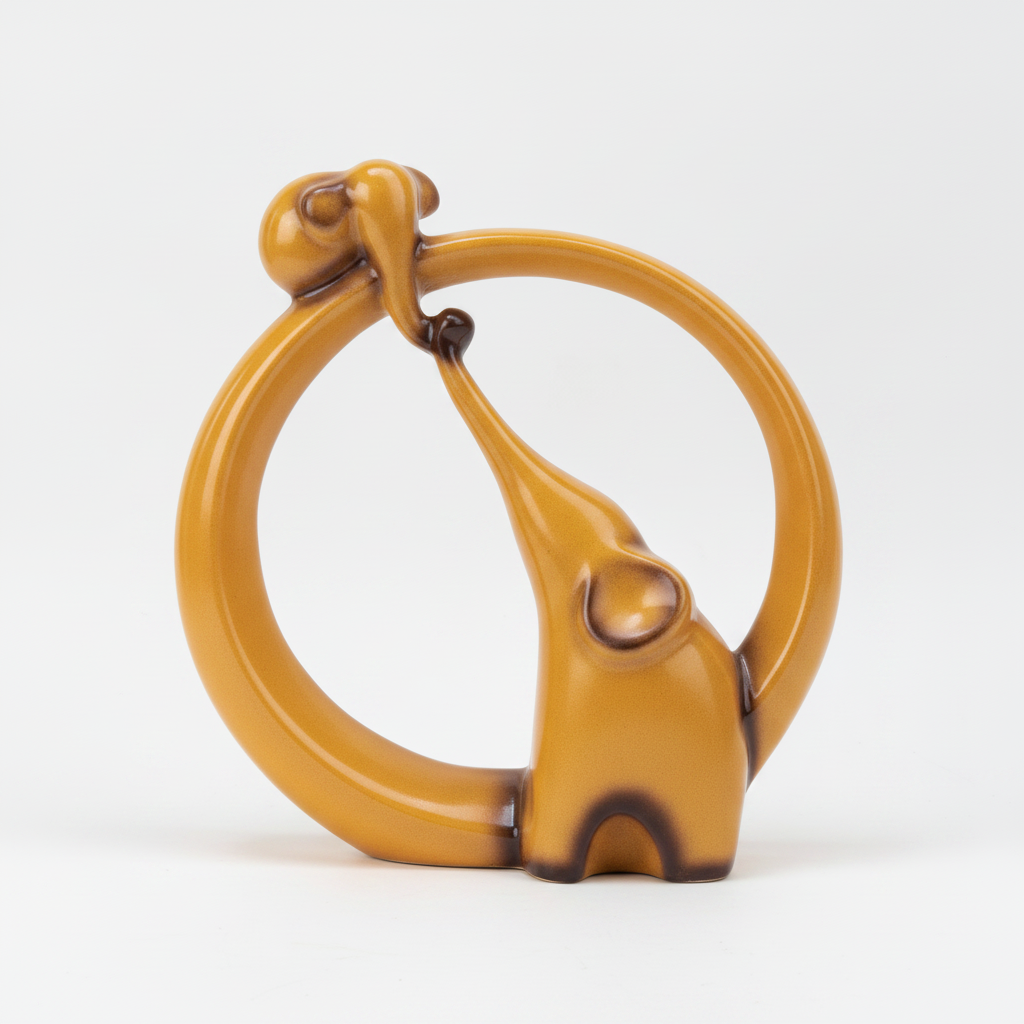 Giraffe Love Circle Sculpture – Glossy Poly Resin Figurine