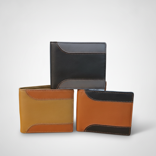 Wrangler Men's Bi-Fold Leather Wallet – Two-Tone Design