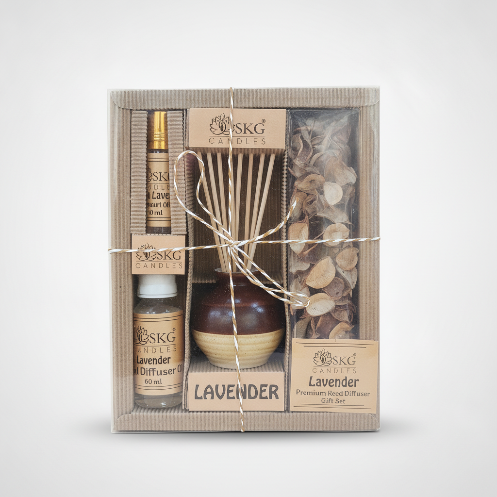 SKG Candles Lavender Premium Reed Diffuser Gift Set