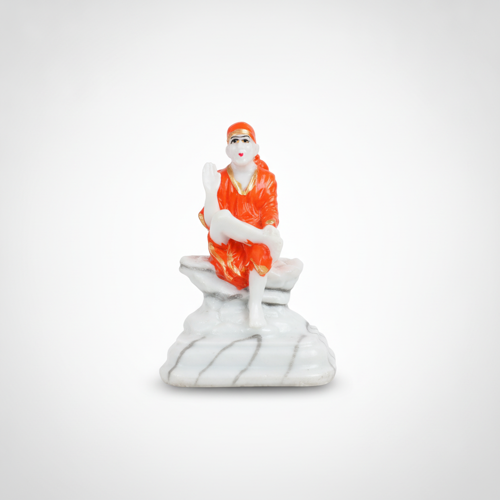 Sai Baba Car Dashboard Idol Figurine – Orange Robe