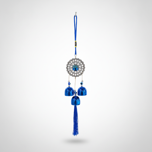 Evil Eye Tree of Life Wind Chime with Blue Bells & Tassel