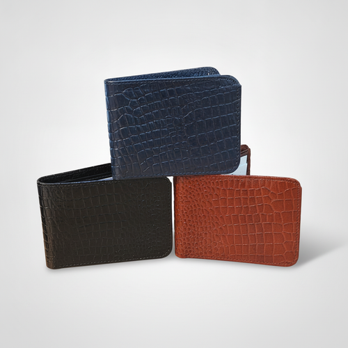 Wrangler Men's Croc-Embossed Bifold Leather Wallet