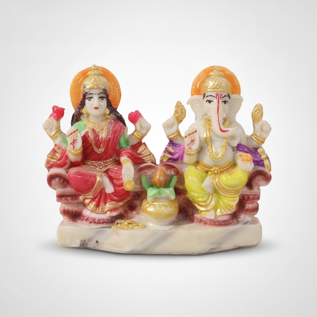 Laxmi Ganesh Idol – Colorful Resin Pooja Statue