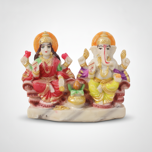 Laxmi Ganesh Idol – Colorful Resin Pooja Statue