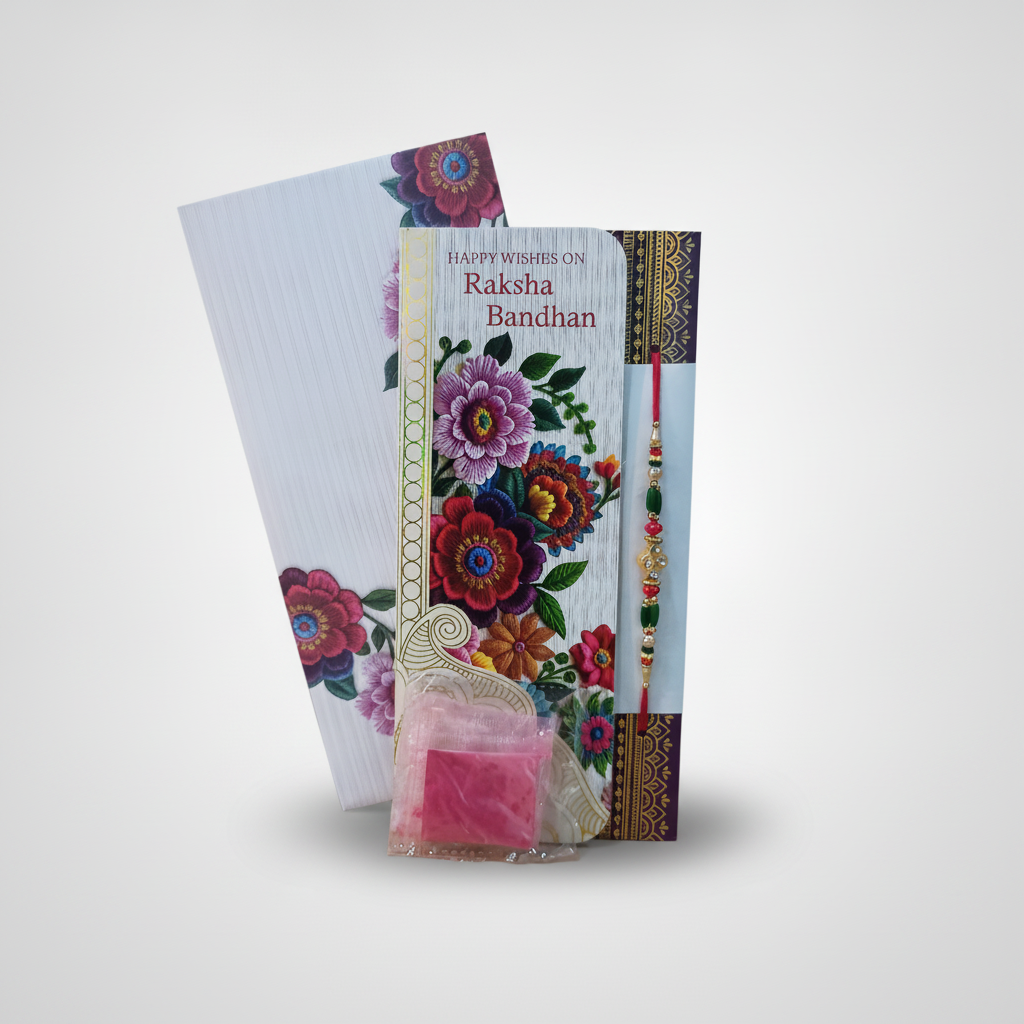 Raksha Bandhan Gift Set – Rakhi Card with Roli & Chawal