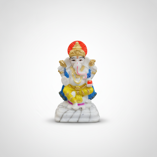 Lord Ganesha Marble Resin Idol – Colorful Decorative Statue