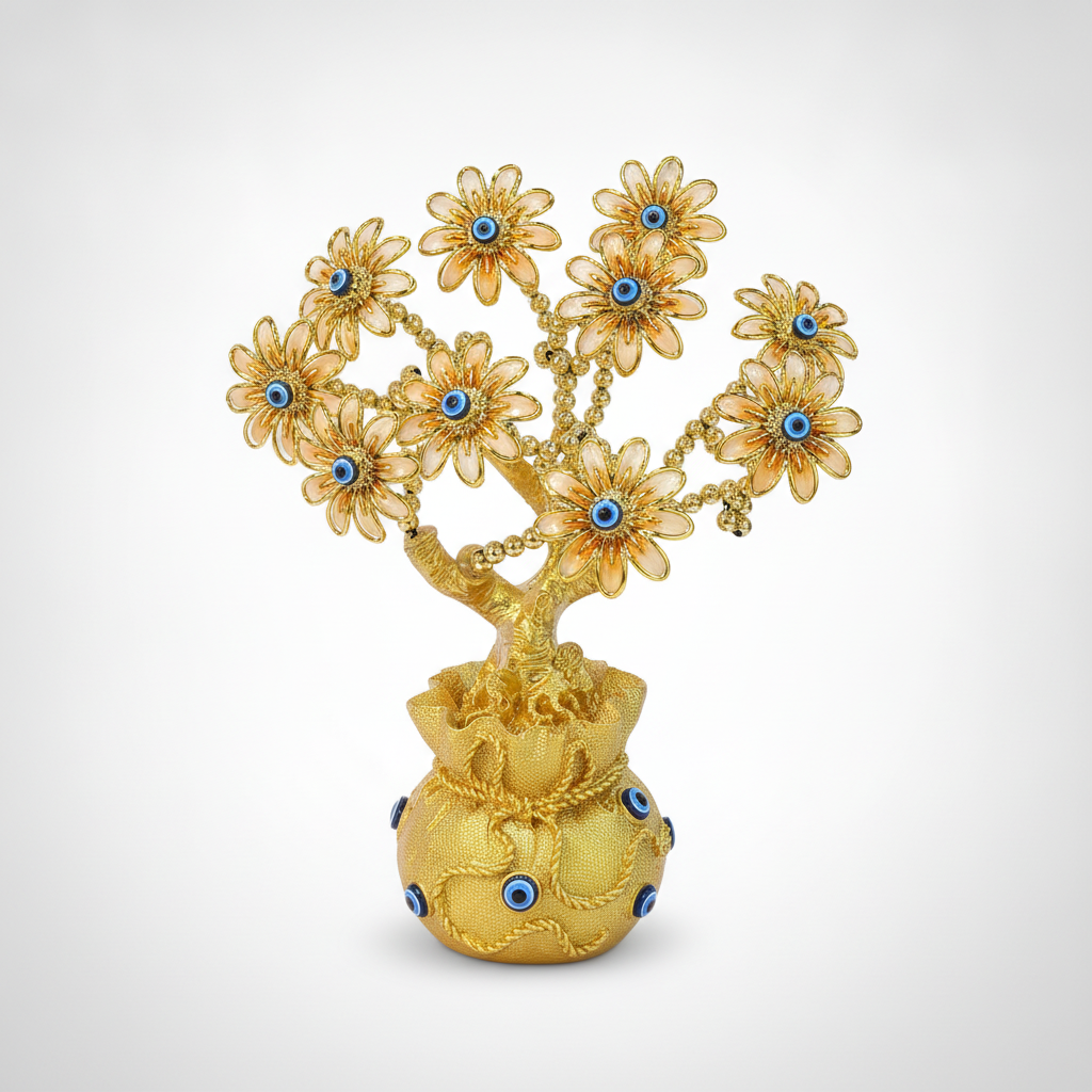 Golden Evil Eye Flower Tree Decorative Figurine