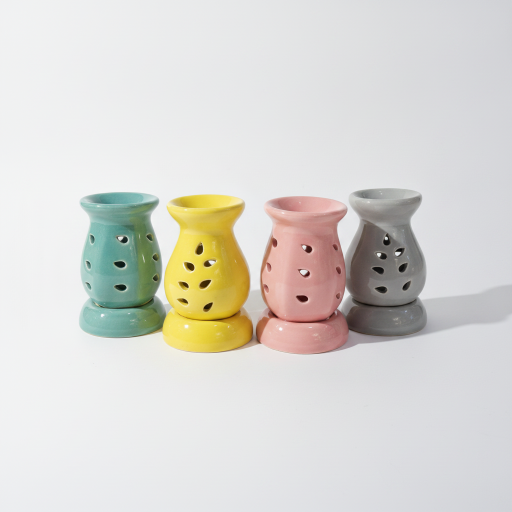 Ceramic Oil Burner Aromatherapy Diffuser – Set of 4 Colors